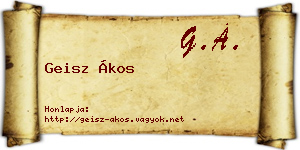 Geisz Ákos névjegykártya